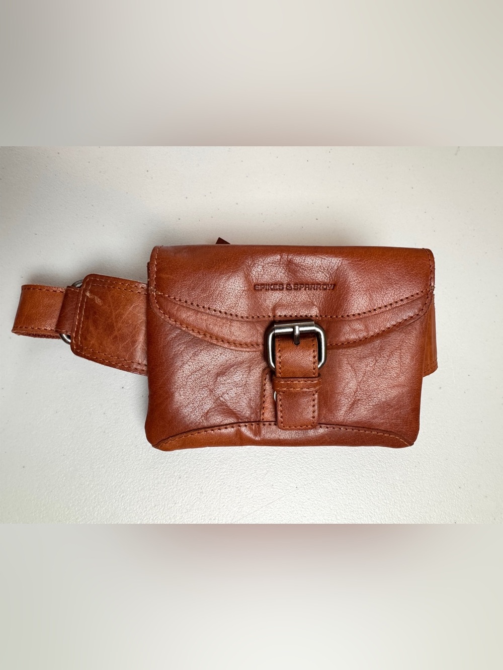 Spikes & Sparrow Brown Leather Belt Bag | Genuine Leather | Adjustable Waist Bag - Picture 14 of 16